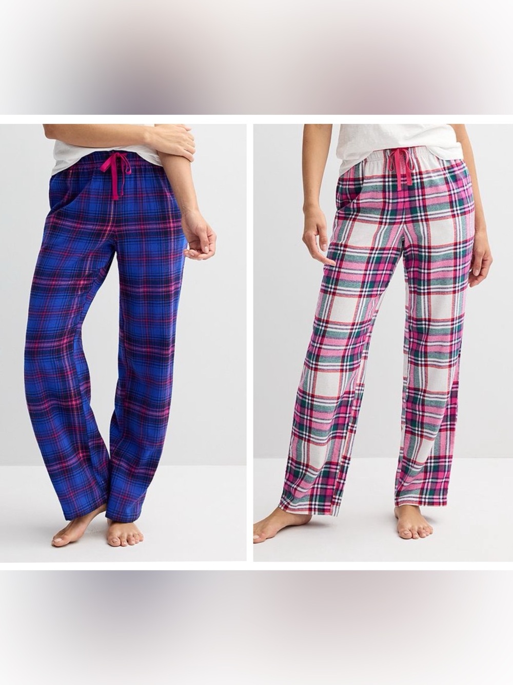 BUNDLE Sonoma NWT Goods 2-pairs Cotton Pockets Adjustable tie Flannel PJ Bottoms